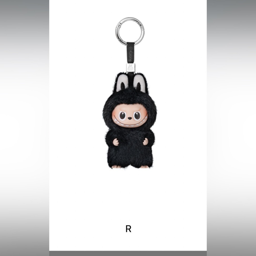 Black Furry Keychain with Cute Character